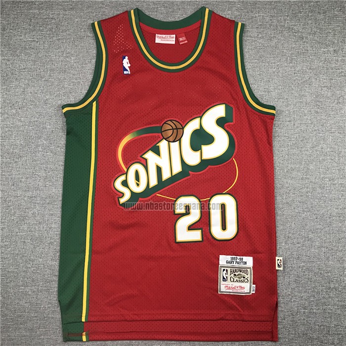 Camiseta Seattle SuperSonics Gary Payton NO 20 Historic Retro Rojo